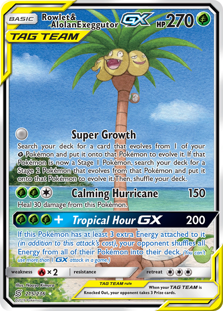 Rowlet & Alolan Exeggutor GX (215/236) [Sun & Moon: Unified Minds] - Comfy Hobbies