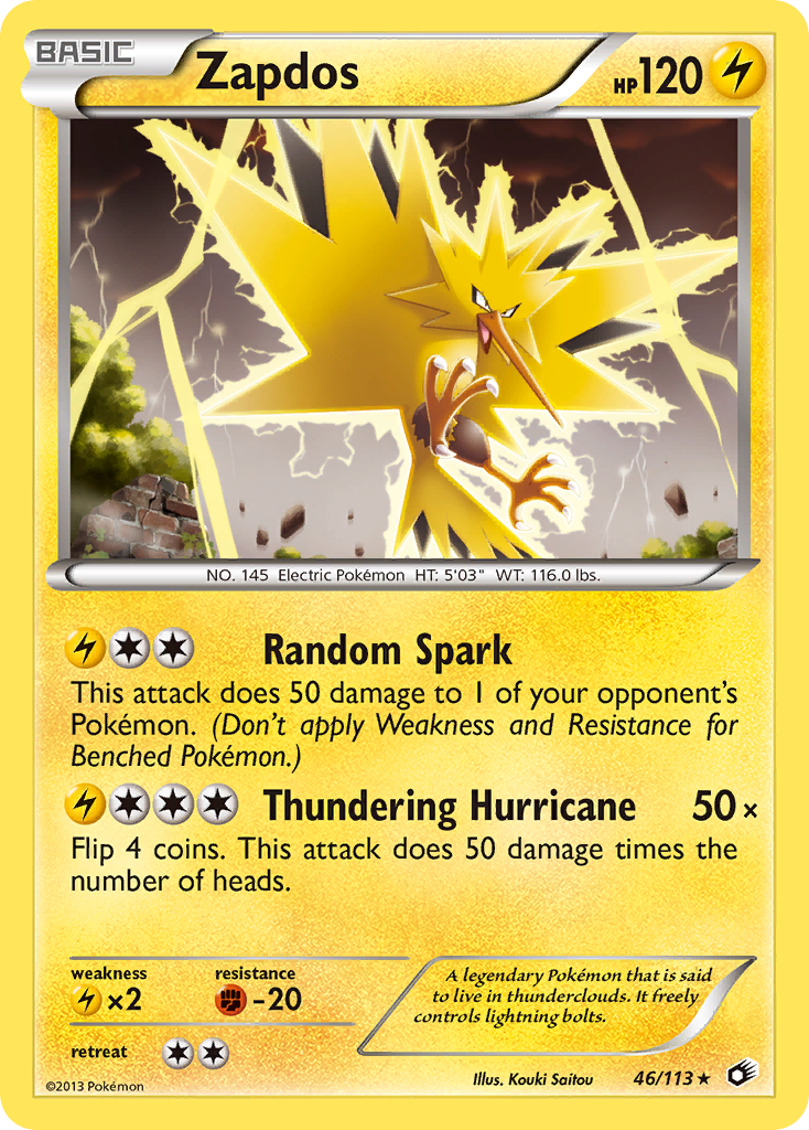 Zapdos (46/113) (Theme Deck Exclusive) [Black & White: Legendary Treasures] - Comfy Hobbies