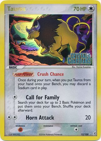 Tauros (12/100) (Stamped) [EX: Crystal Guardians] - Comfy Hobbies