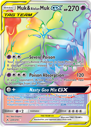 Muk & Alolan Muk GX (220/214) [Sun & Moon: Unbroken Bonds] - Comfy Hobbies