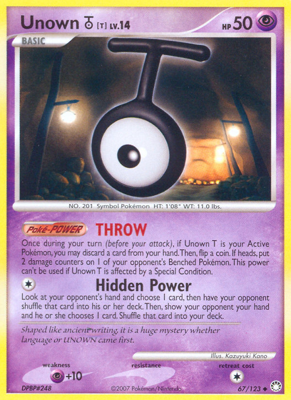 Unown T (67/123) [Diamond & Pearl: Mysterious Treasures] - Comfy Hobbies