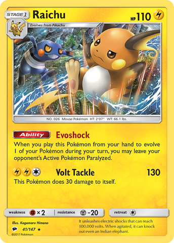 Raichu (41/147) [Sun & Moon: Burning Shadows] - Comfy Hobbies