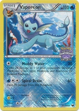 Vaporeon (25/108) (State Province Championship 2013 Promo) [Black & White: Dark Explorers] - Comfy Hobbies