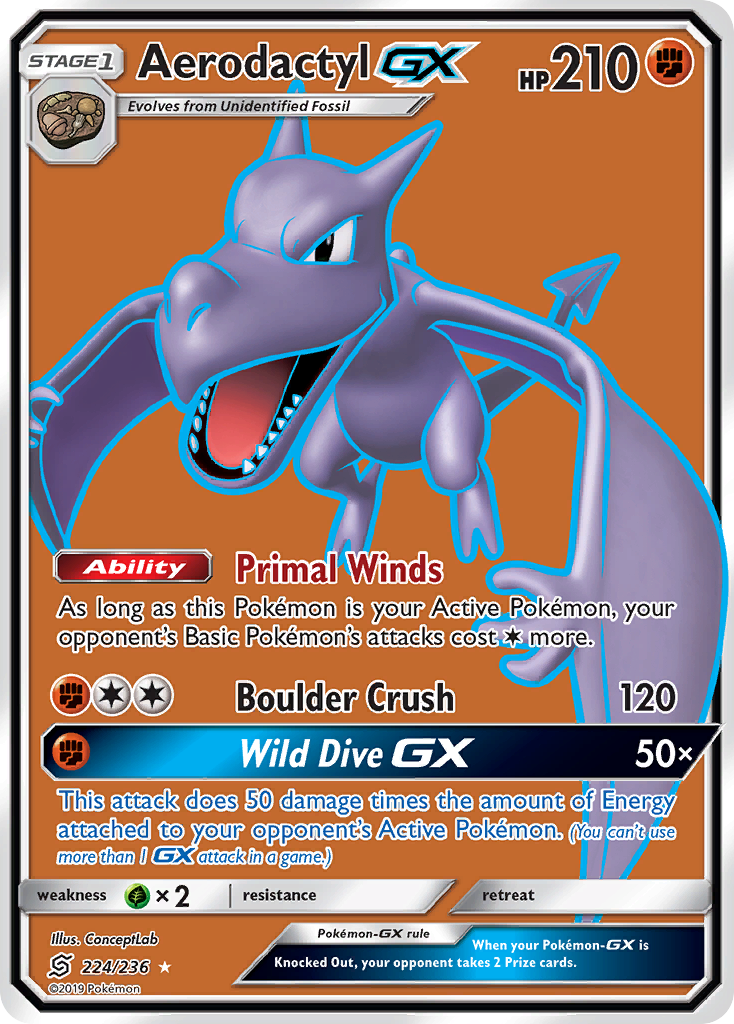 Aerodactyl GX (224/236) [Sun & Moon: Unified Minds] - Comfy Hobbies