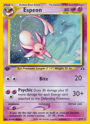 Espeon (1/75) [Neo Discovery 1st Edition] - Comfy Hobbies