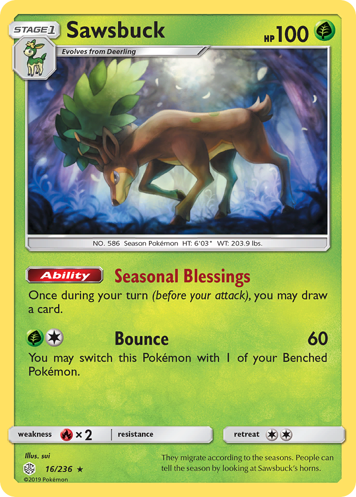 Sawsbuck (16/236) [Sun & Moon: Cosmic Eclipse] - Comfy Hobbies