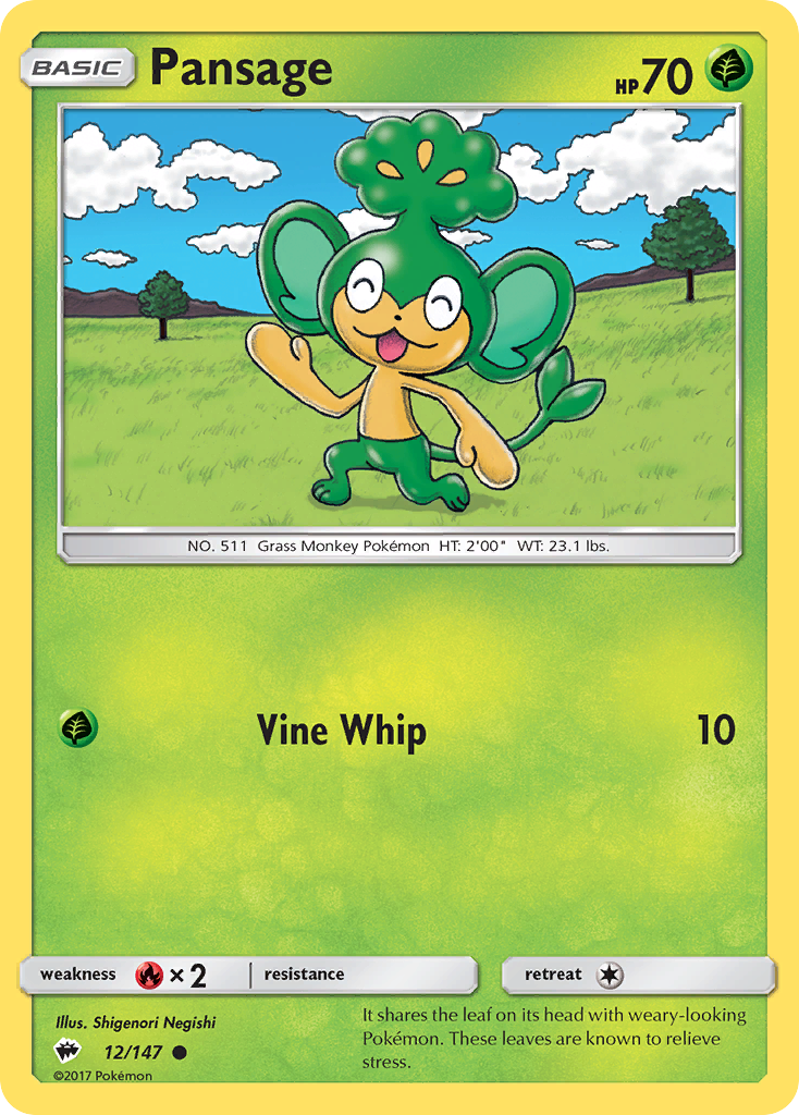 Pansage (12/147) [Sun & Moon: Burning Shadows] - Comfy Hobbies