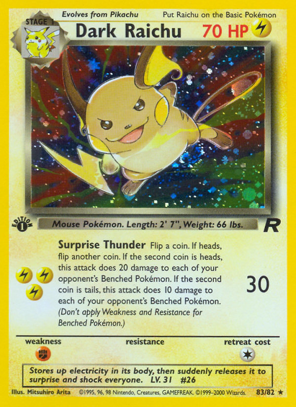 Dark Raichu (83/82) [Team Rocket 1st Edition] - Comfy Hobbies