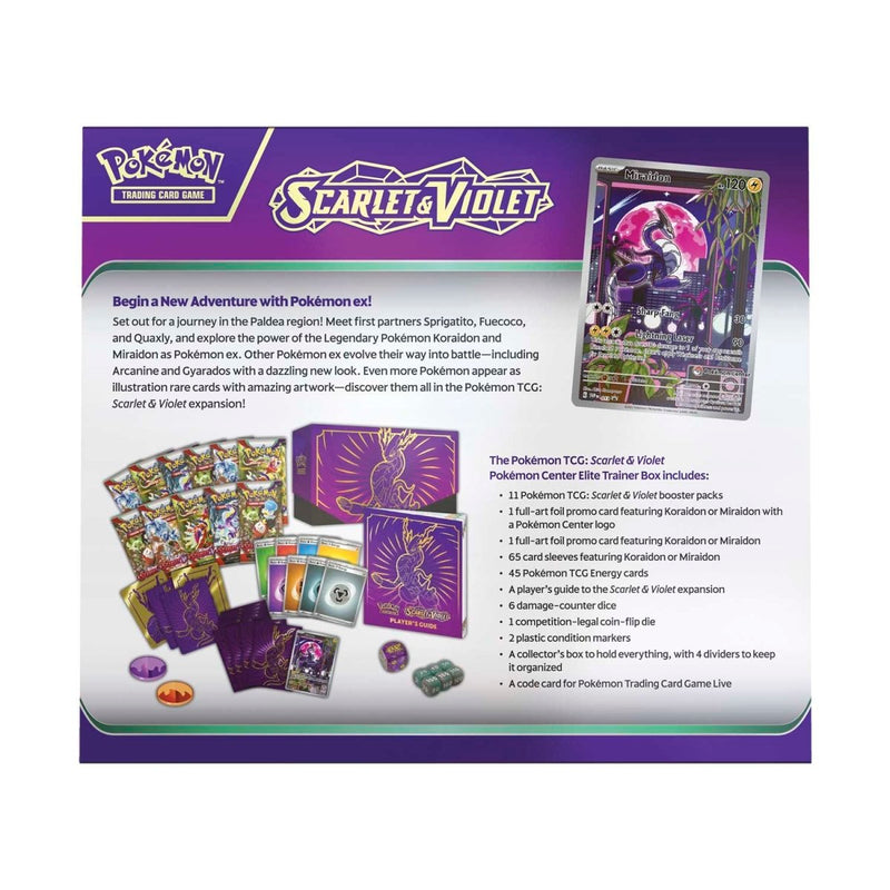 Scarlet & Violet - Elite Trainer Box (Miraidon) (Pokemon Center Exclusive) - Comfy Hobbies