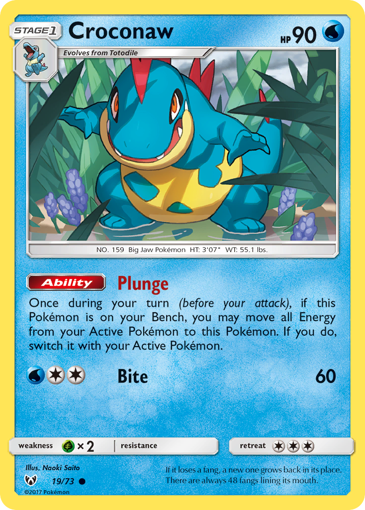 Croconaw (19/73) [Sun & Moon: Shining Legends] - Comfy Hobbies