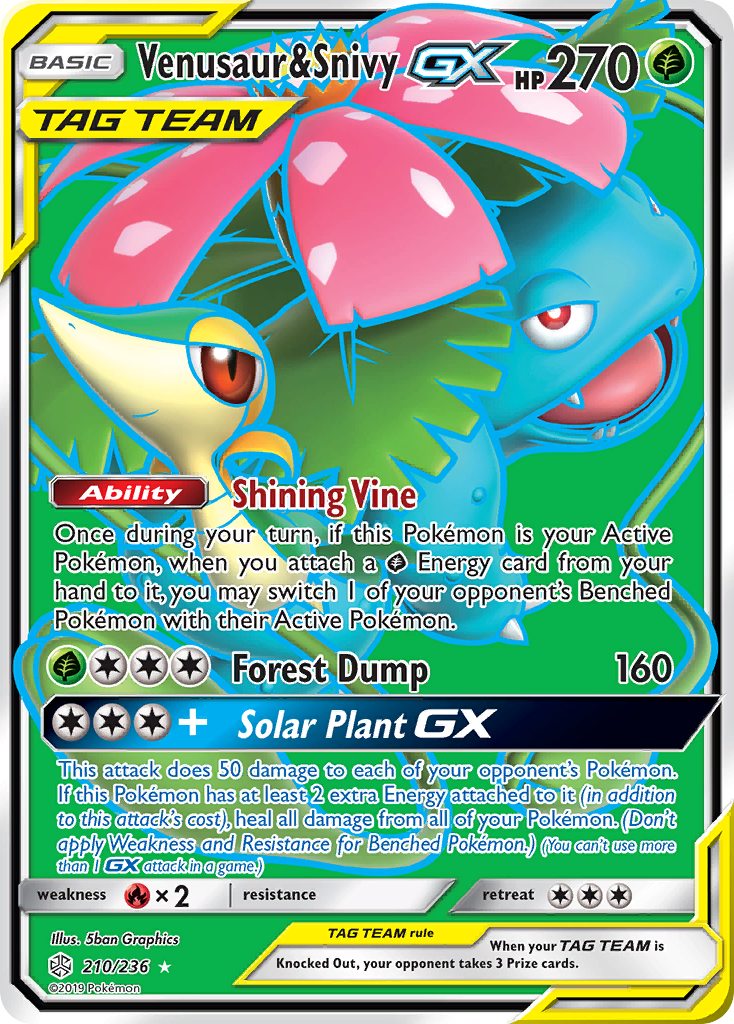 Venusaur & Snivy GX (210/236) [Sun & Moon: Cosmic Eclipse] - Comfy Hobbies