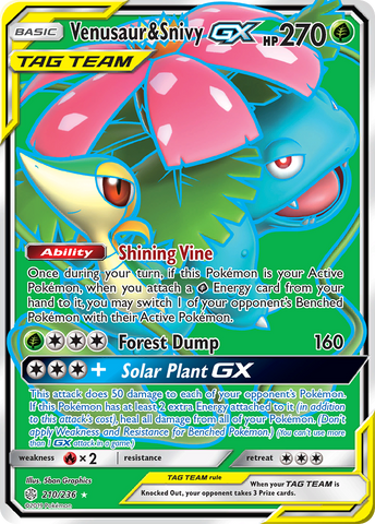Venusaur & Snivy GX (210/236) [Sun & Moon: Cosmic Eclipse] - Comfy Hobbies