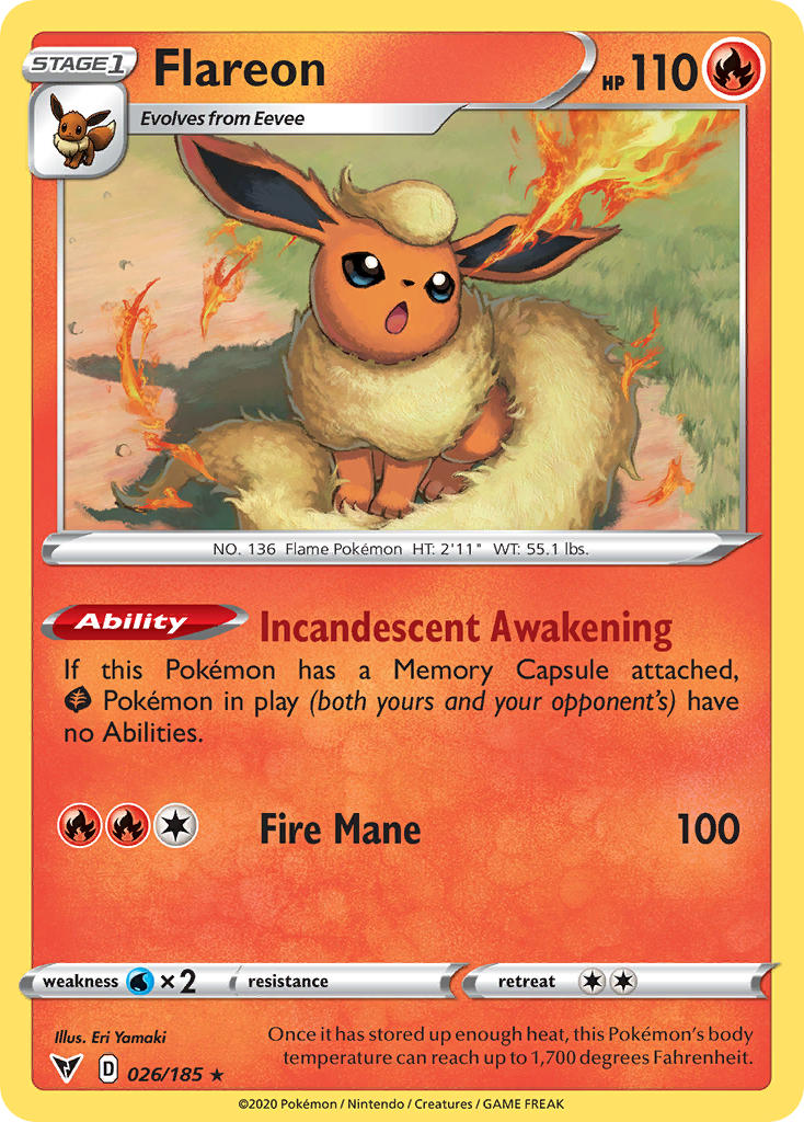 Flareon (026/185) [Sword & Shield: Vivid Voltage] - Comfy Hobbies
