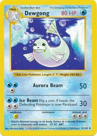 Dewgong (25/102) [Base Set Shadowless Unlimited] - Comfy Hobbies