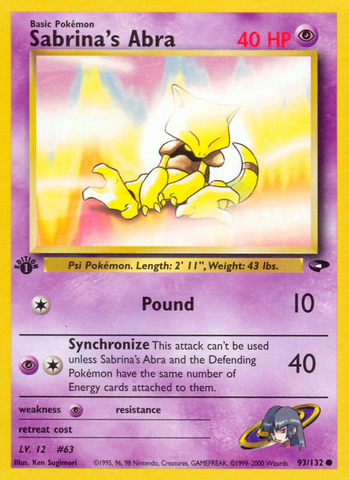 Sabrina's Abra (93/132) [Gym Challenge 1st Edition] - Comfy Hobbies