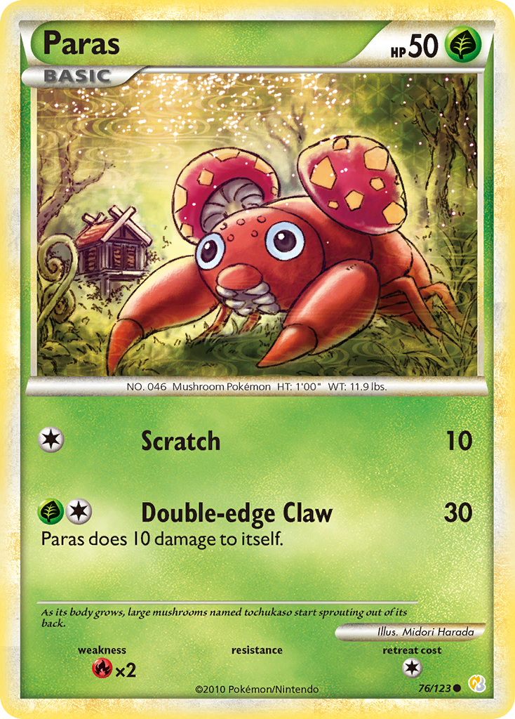Paras (76/123) [HeartGold & SoulSilver: Base Set] - Comfy Hobbies