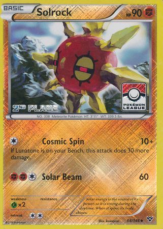 Solrock (64/146) (2nd Place League Challenge Promo) [XY: Base Set] - Comfy Hobbies