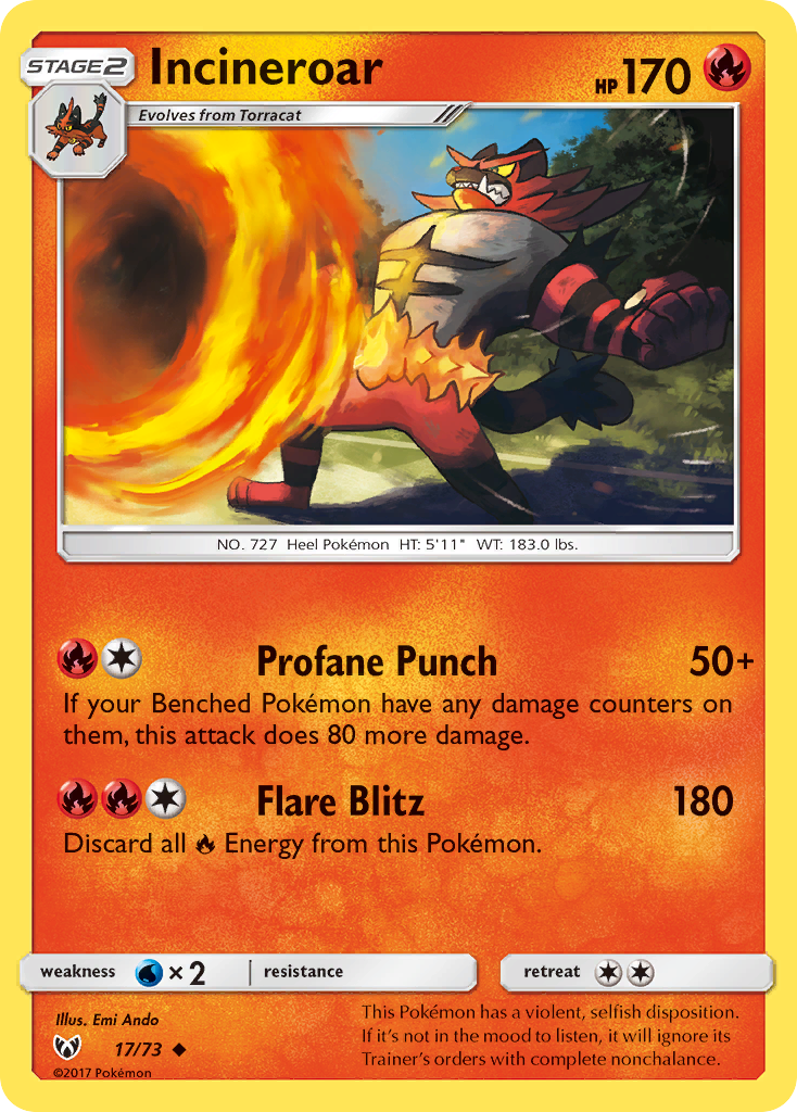 Incineroar (17/73) [Sun & Moon: Shining Legends] - Comfy Hobbies