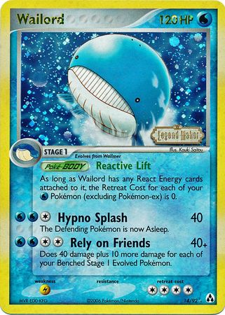 Wailord (14/92) (Stamped) [EX: Legend Maker] - Comfy Hobbies