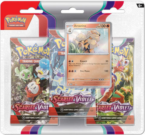 Scarlet & Violet - 3 Pack Blister (Arcanine) - Comfy Hobbies