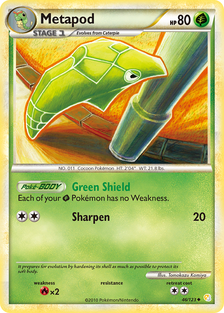 Metapod (46/123) [HeartGold & SoulSilver: Base Set] - Comfy Hobbies