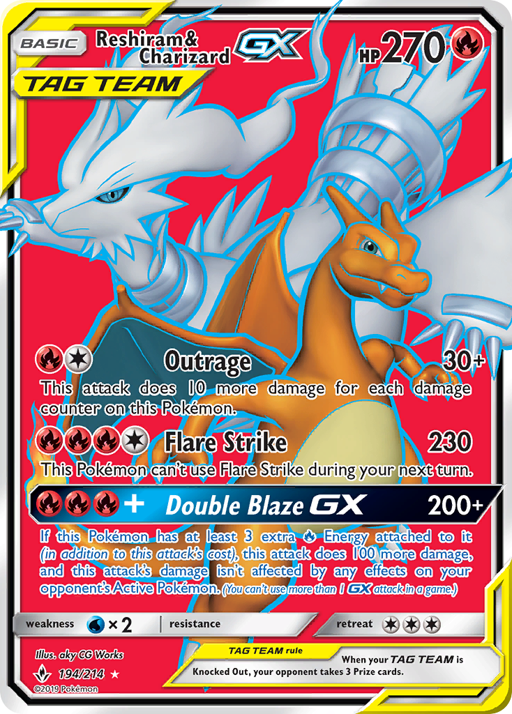Reshiram & Charizard GX (194/214) [Sun & Moon: Unbroken Bonds] - Comfy Hobbies