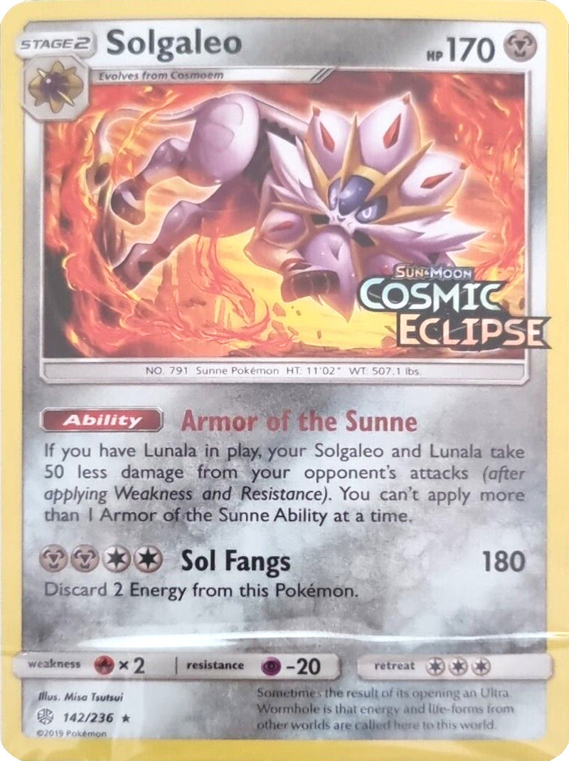Solgaleo (142/236) (Cosmic Eclipse Stamped) [Sun & Moon: Cosmic Eclipse] - Comfy Hobbies