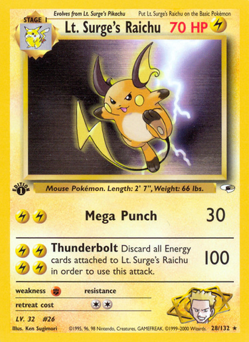 Lt. Surge's Raichu (28/132) [Gym Heroes 1st Edition] - Comfy Hobbies