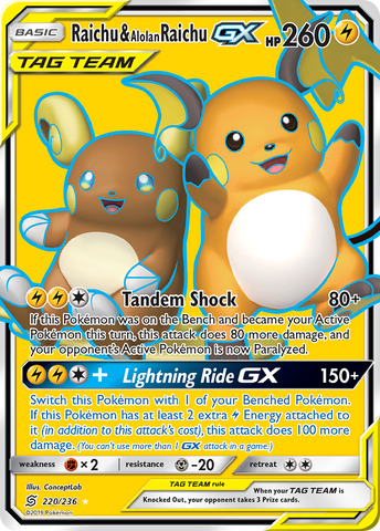 Raichu & Alolan Raichu GX (220/236) [Sun & Moon: Unified Minds] - Comfy Hobbies