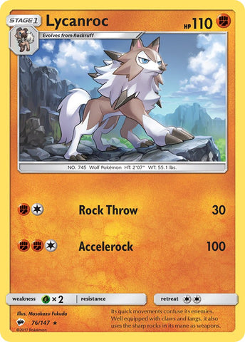 Lycanroc (76/147) (Theme Deck Exclusive) [Sun & Moon: Burning Shadows] - Comfy Hobbies