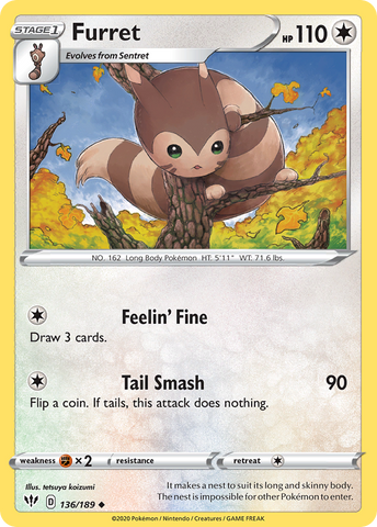 Furret (136/189) [Sword & Shield: Darkness Ablaze] - Comfy Hobbies