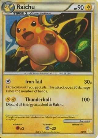 Raichu (30/30) [HeartGold & SoulSilver: Trainer Kit - Raichu] - Comfy Hobbies