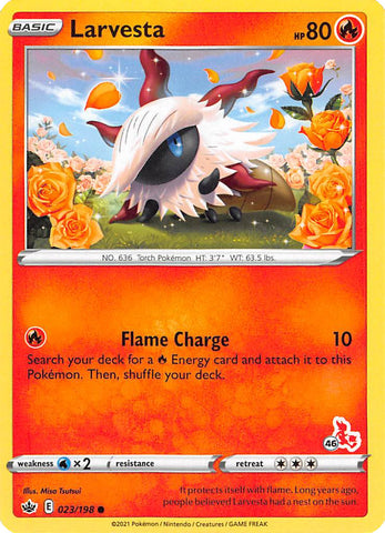Larvesta (23/198) (Cinderace Stamp #46) [Battle Academy 2022] - Comfy Hobbies