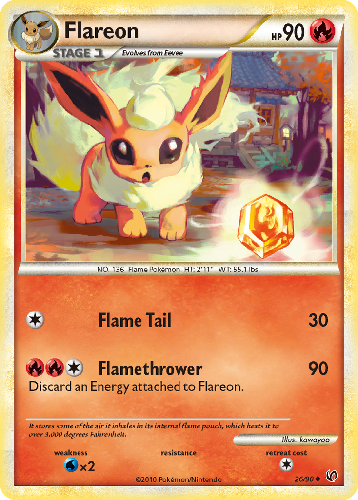 Flareon (26/90) [HeartGold & SoulSilver: Undaunted] - Comfy Hobbies