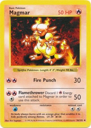 Magmar (36/102) [Base Set Shadowless Unlimited] - Comfy Hobbies