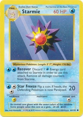 Starmie (64/102) [Base Set Shadowless Unlimited] - Comfy Hobbies