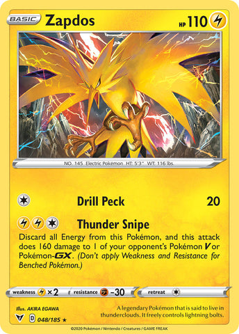 Zapdos (048/185) [Sword & Shield: Vivid Voltage] - Comfy Hobbies