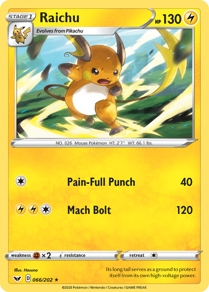 Raichu (066/202) [Sword & Shield: Base Set] - Comfy Hobbies