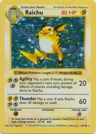 Raichu (14/102) [Base Set Shadowless Unlimited] - Comfy Hobbies