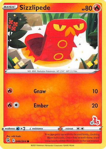 Sizzlipede (046/264) (Cinderace Stamp #17) [Battle Academy 2022] - Comfy Hobbies