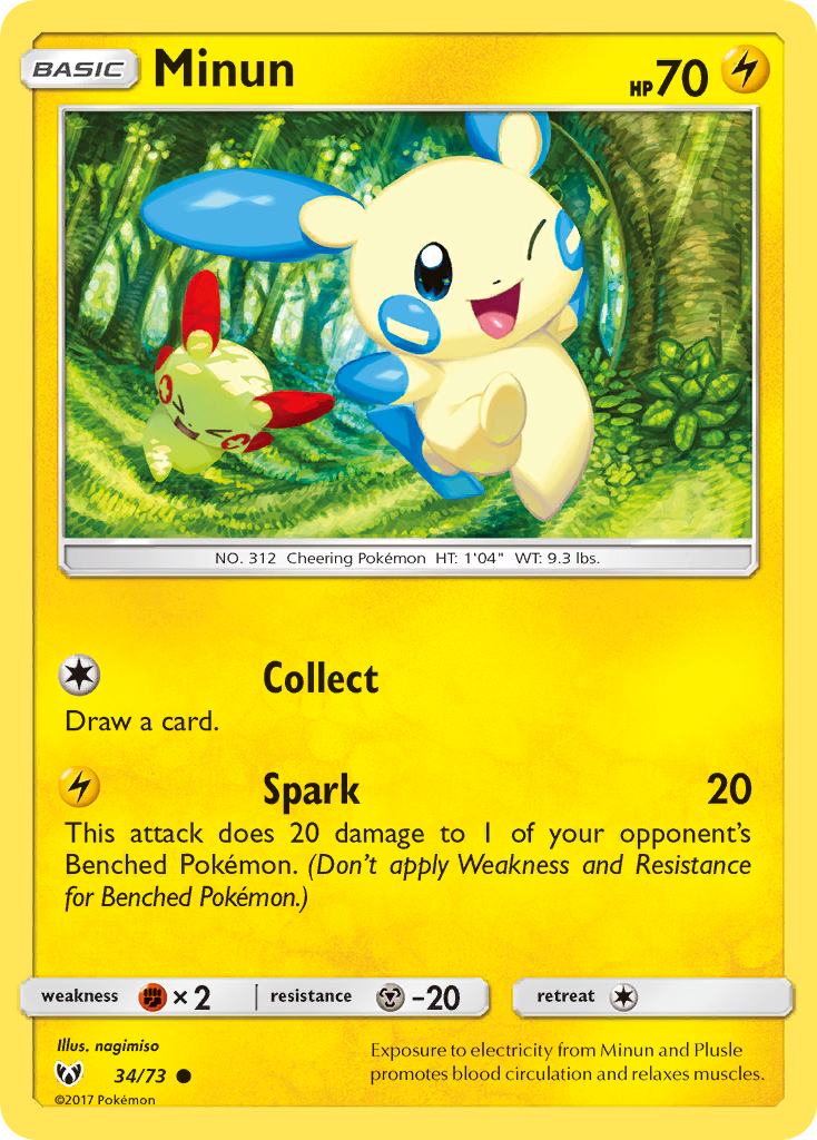 Minun (34/73) [Sun & Moon: Shining Legends] - Comfy Hobbies
