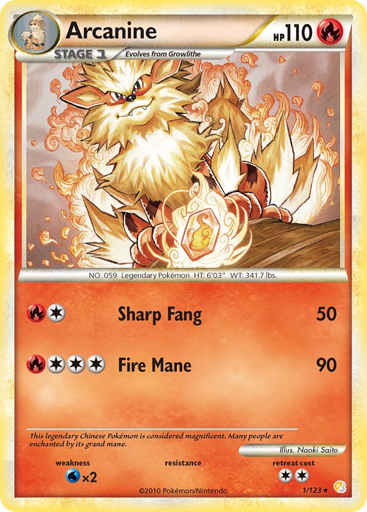 Arcanine (1/123) (Theme Deck Exclusive) [HeartGold & SoulSilver: Base Set] - Comfy Hobbies