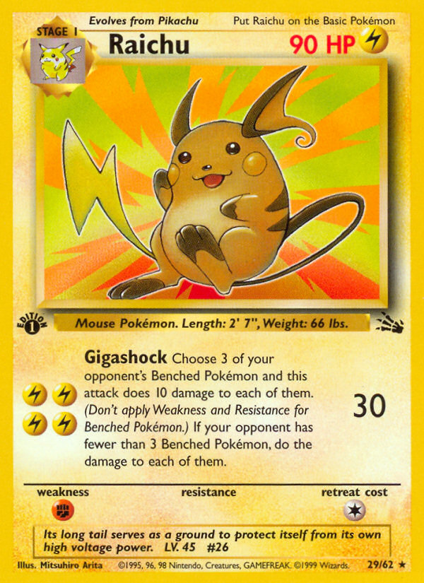 Raichu (29/62) [Fossil 1st Edition] - Comfy Hobbies