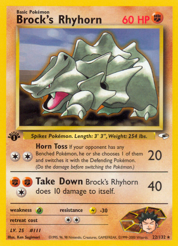 Brock's Rhyhorn (22/132) [Gym Heroes 1st Edition] - Comfy Hobbies