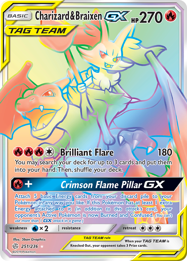 Charizard & Braixen GX (251/236) [Sun & Moon: Cosmic Eclipse] - Comfy Hobbies