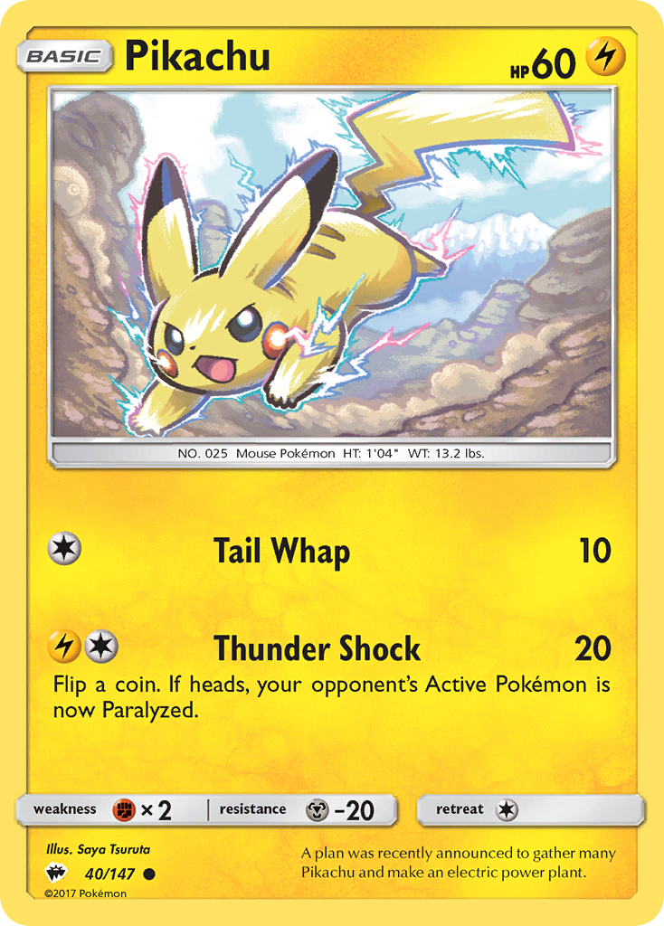 Pikachu (40/147) [Sun & Moon: Burning Shadows] - Comfy Hobbies