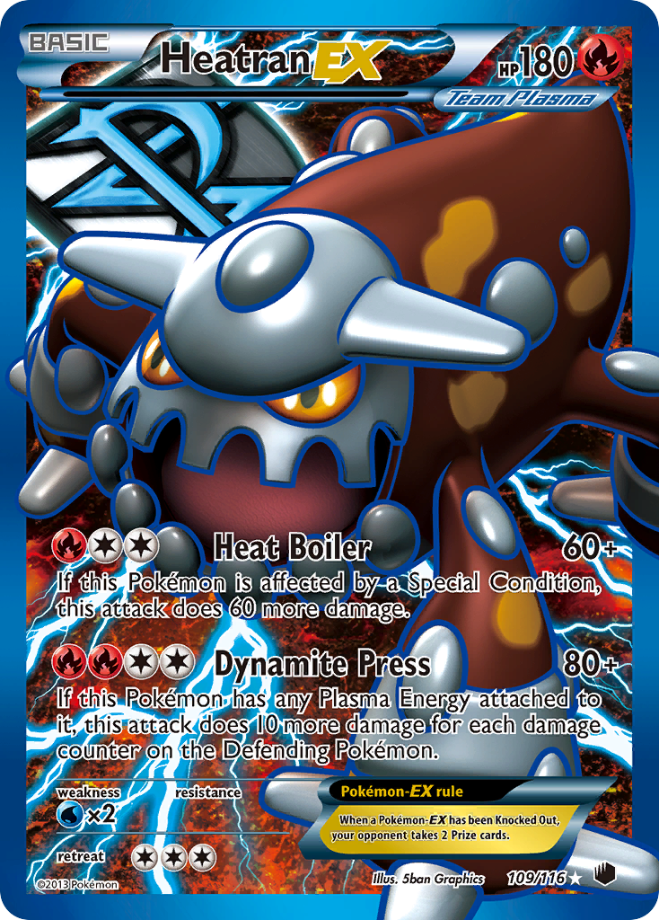 Heatran EX (109/116) [Black & White: Plasma Freeze] - Comfy Hobbies