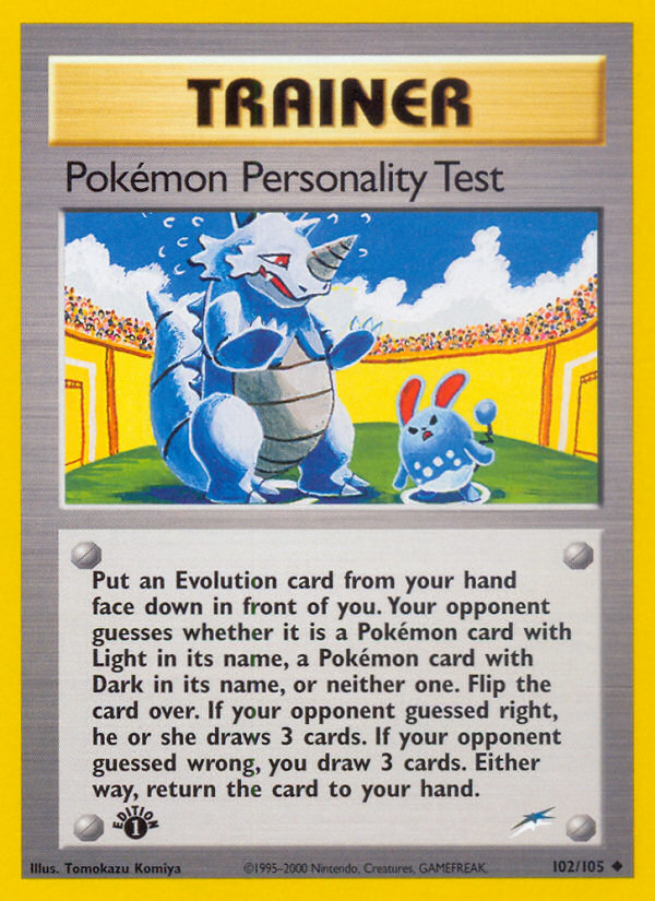 Pokemon Personality Test (102/105) [Neo Destiny 1st Edition] - Comfy Hobbies