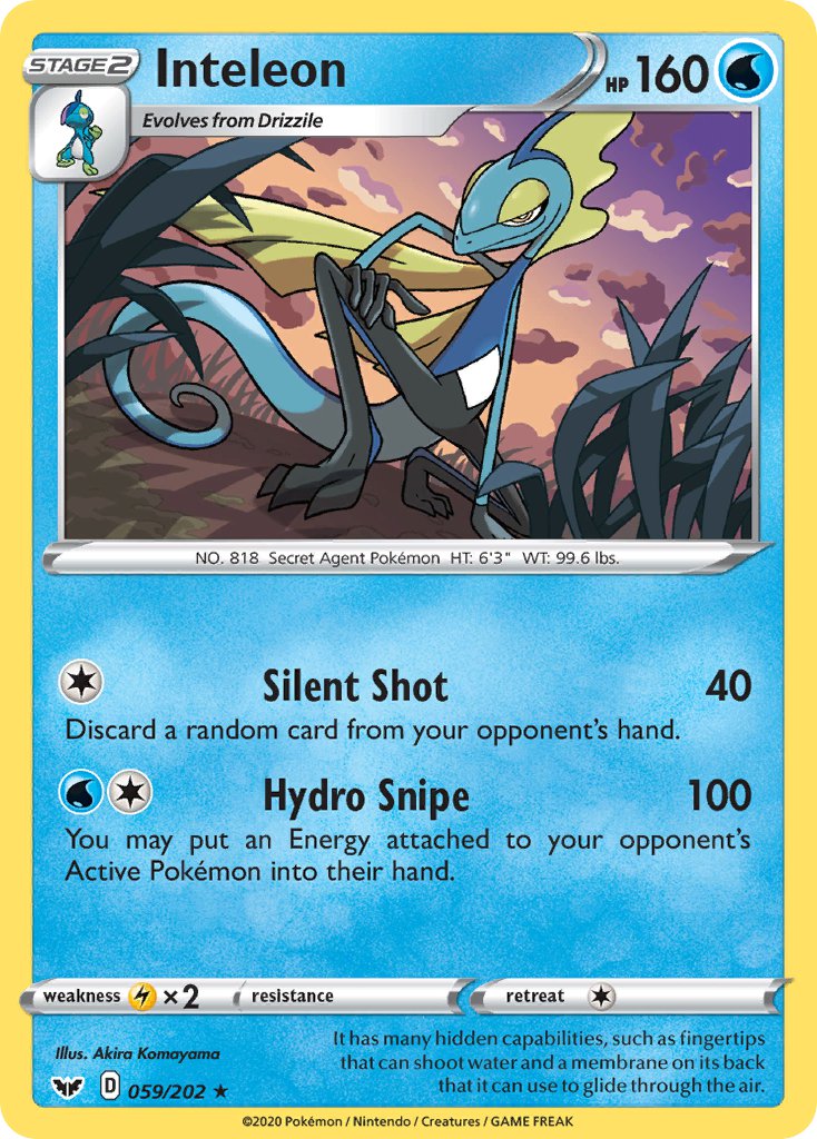 Inteleon (059/202) (Cracked Ice Holo) (Theme Deck Exclusive) [Sword & Shield: Base Set] - Comfy Hobbies