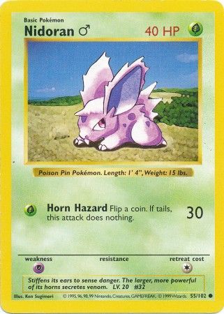 Nidoran (55/102) (Male) [Base Set Shadowless Unlimited] - Comfy Hobbies